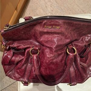 Miu Miu Deep Red Leather Shoulder Bag